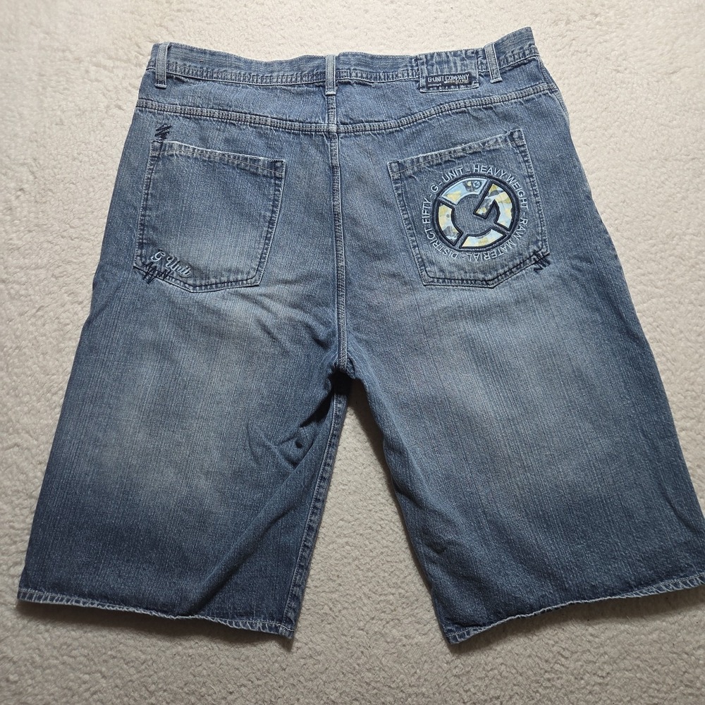 Vintage G-Unit Denim Shorts Mens 42 Light Wash Baggy Jorts Embroidered Y2K